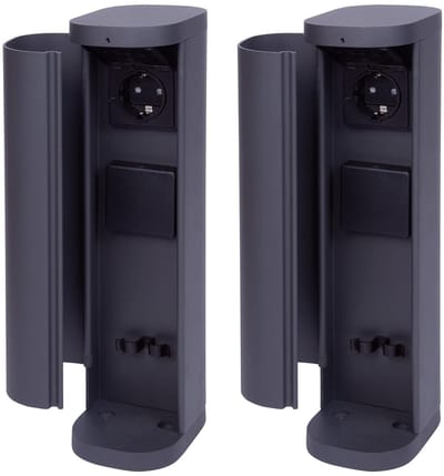 Novatool 2x stopcontact toren 2-weg buiten antraciet rond met deksel IP44 stopcontact buiten tuin stopcontact buiten stopcontact zuil tuin stopcontact toren