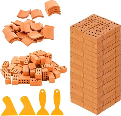 Miniatuur Bouwstenen Set van 80 Stukken, Rood voor DIY Poppenhuis, Tuin Decoratie en Creatieve Speelgoedprojecten