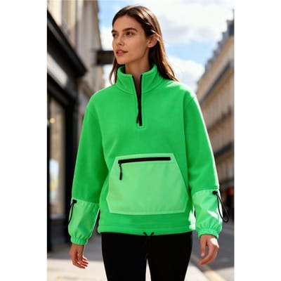 Overmaatse Pluche Halve-Rit Sweatshirt