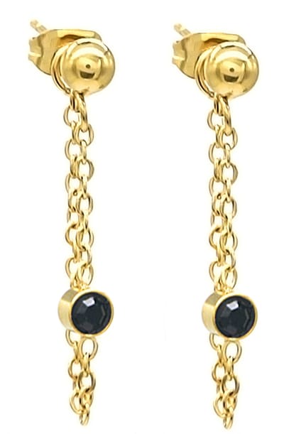Oorbellen Ketting met Kraal - RVS - 2,5 cm - Goudkleurig en Zwart