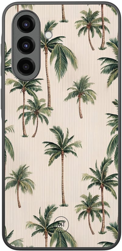 Hoesje geschikt voor Samsung Galaxy A36 - Palmbomen print - TPU Hard Case Backcover - Beige - Mooie Telefoonhoesjes