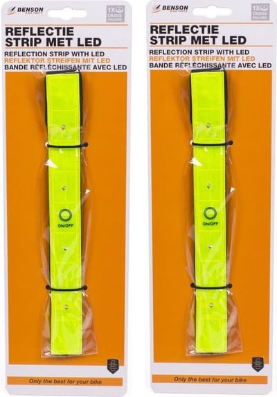 Benson Hardloop reflectie bandje - 2x - met LED lampjes - bovenarm - verkeersveilig sporten