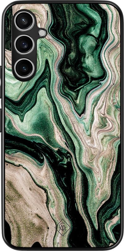 Casimoda® hoesje - Geschikt voor Samsung Galaxy A15 - Groen marmer / Marble - Zwart TPU Backcover - Marmer - Groen