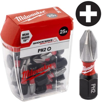 "MILW bit v/kruiskopschroeven, phillips, grootte bit 2, (inch) 1/4"""