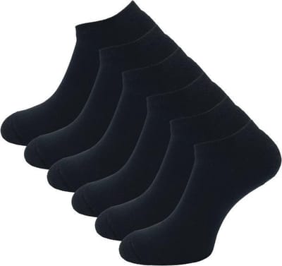 6 paar Badstof sneakersokken - SQOTTON® - Zwart - Maat 35-38
