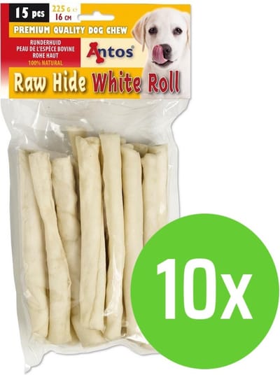 Antos Raw Hide Witte Roll Sticks - 15 stuks - 10 verpakkingen