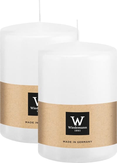Wiedemann Cilinderkaars/stompkaars groot - 2x - wit - 15 x 10 cm - 113 branduren - zuilkaarsen