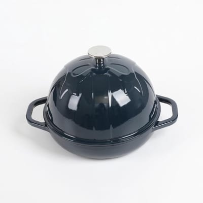 Gietijzeren Brood Pan - Bakvorm Koepel - Brood Bakken Thuis - Geëmailleerd Oppervlak - 20 cm Diameter - Marineblauw