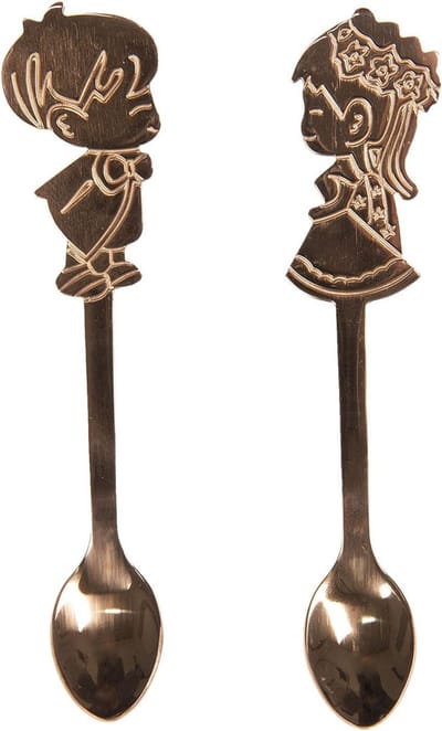 Clayre & Eef Lepels Set van 2 12 cm Koperkleurig Metaal Kinderen