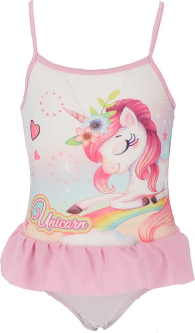 Unicorn / Eenhoorn - Badpak - Meisjes - Roze - maat 92/98 cm