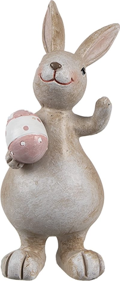 Clayre & Eef Decoratie Beeld Konijn 5x4x11 cm Beige Kunststof