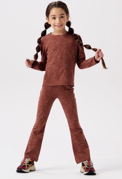 Noppies - Kledingset - Meisjes - 2 delig - Flaired Legging Appleton Cappucino - Shirt Abbeville Cappucino - Maat 104