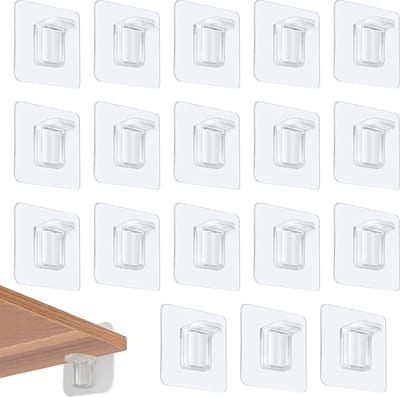Zelfklevende Plankdragers - Plankdragers zonder boren - 18 Stuks - Doorzichtig
