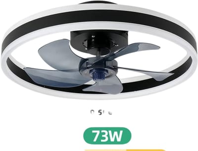 Nivard Plafondventilator - Met Verlichting - Plafond Ventilator - Met Lamp - Plafonniere Met Ventilator - Met Licht - Zwart - 50cm