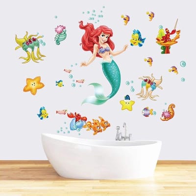Store_8 - Muursticker - Zeemeermin Ariel - Perfect voor kinderkamer - Onderwaterwereld - Decoratie voor meisjes - Geschikt voor muur en glas