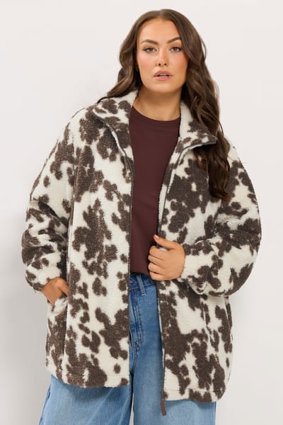 Yours Witte Fleece Met Dalmatierprint En Ritssluiting Size 42