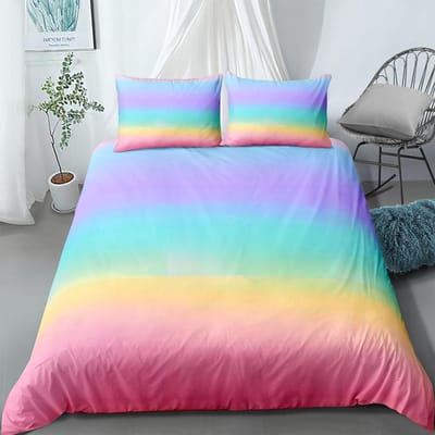 Handgeschilderd Regenboog Abstract Dekbedovertrek Set King Queen Double Full Twin Single Maat Bedlinnenset 140x200cm