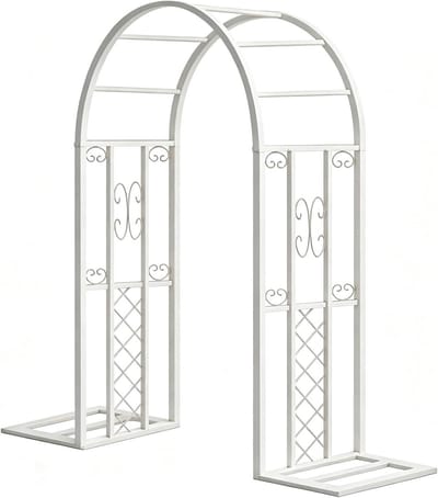 Rozenboog Tuinpergola - Metalen Tuinboog Klimplantenrek - Decoratieve Tuinondersteuning - Weerbestendig Stevig Frame - 180cm X 230cm - Wit