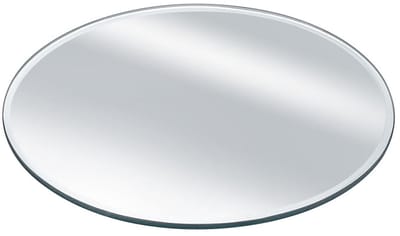 Allecto - Ronde 3mm Gefacetteerde Glazen Spiegel - Modern Wanddecoratie - 15 cm Diameter - Kristallen Figurines - Geschikt voor Thuiskantoor - Wit