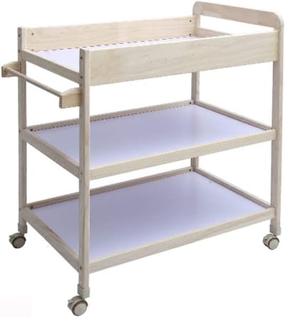 Baby Verzorgingstafel - Opbergtafel Badtafel - Baby Aankleden - Massief Houten Constructie - 31x23x37 inch - Houtkleur