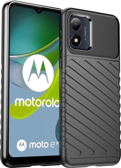 Coverup Hoesje - Geschikt voor Motorola Moto E13 Hoesje - Coverup Rugged Shield TPU Back Cover - Zwart