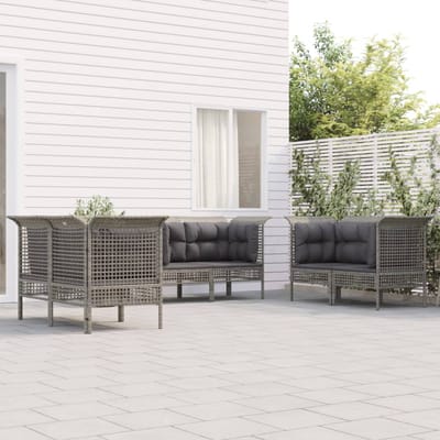 vidaXL - 6-delige - Loungeset - met - kussens - poly - rattan - grijs