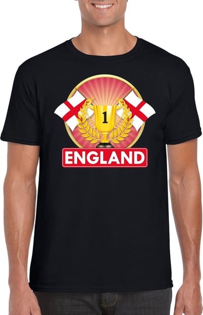 Zwart Engels kampioen t-shirt heren - Engeland supporters shirt S