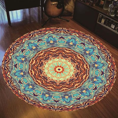 Boheemse Mandala Patroon Ronde Tapijten Voor Woonkamer Salon Slaapkamer Kinderen Speelmatten Anti-Slip Toilet Bad Deurmat Tapis 40cm
