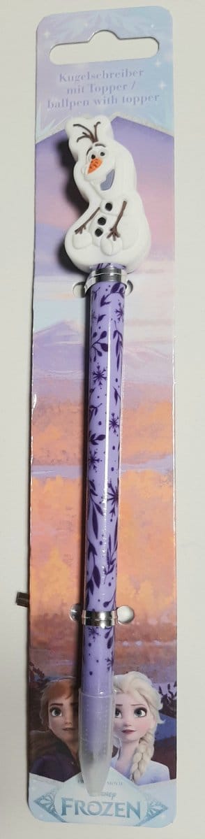 Disney Frozen balpen met topper - pen blauw schrijvend - figuurtje Olaf de sneeuwpop