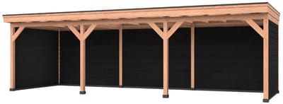 Douglas overkapping, 900 x 250, Met achterwand en twee zijwanden, Westwood Comfort Basic zwart