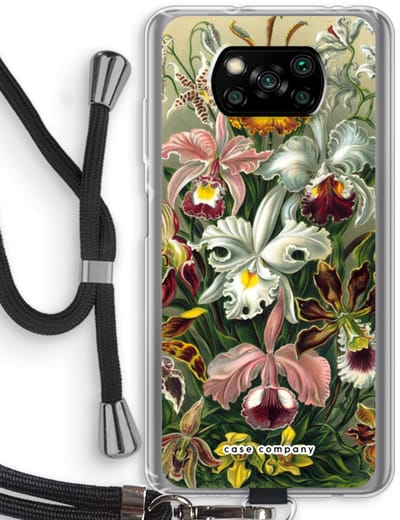 Case Company® - Hoesje met koord geschikt voor Poco X3 Pro hoesje met Koord - Haeckel Orchidae - Telefoonhoesje met Zwart Koord - Bescherming aan alle Kanten en Over de Schermrand