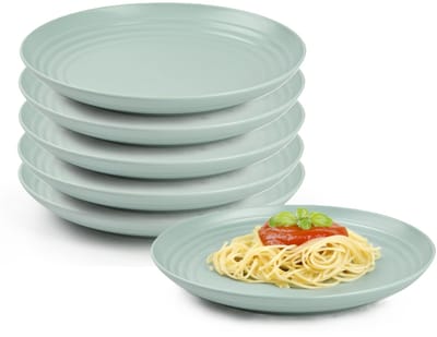 Plasticforte Rond bord/camping bord - 6x - D20 cm - groen - kunststof - onbreekbaar - servies