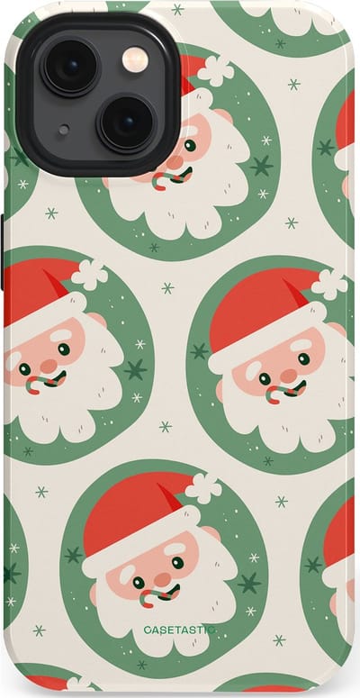 Casetastic hoesje geschikt voor Apple iPhone 13 - MagSafe - Dubbellaagse bescherming - Zuurstok Groen Witte Kerstman - Fashion Case - Wit Saliegroen Crème Terracotta