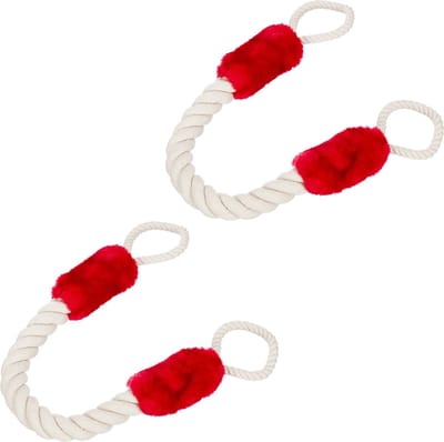 Deurstopper 60 cm lang - Set van 2 - Maritiem - Deurbeveiliging voor kinderen & huisdieren - Crème/Rood.