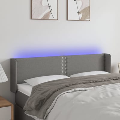 vidaXL - Hoofdbord - LED - 147x16x78/88 - cm - stof - donkergrijs