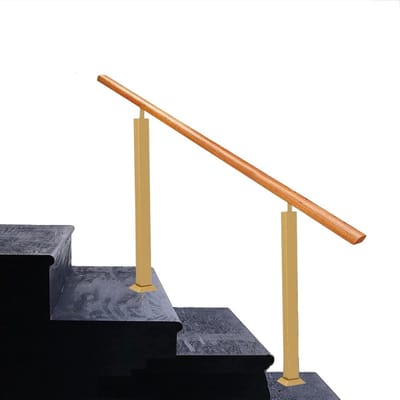 Houten Leuning - Trapleuning Kit - Extra Veiligheid - Verstelbare Hoek - Tot 160 cm - Goud Zwart