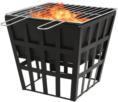 Buitenhaard Barbecue - Terrashaard Grill - Gezellige Avonden - Draagbaar 2-in-1 - 34x34x48 cm - Zwart