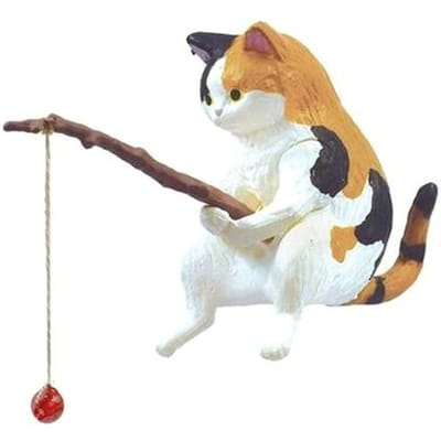 Ornements de chat de pêche Aménagement paysager de poisson Décoration d'aquarium Mini statue de chat Accessoires de poisson Fournitures ménagères