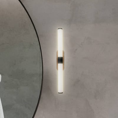 B.K.Licht Runt - LED Spiegelverlichting – badkamerlamp – 40 cm – 7W - 690Lm - IP44 – wandlamp voor spiegel – voor wandmontage – zwart met houtlook
