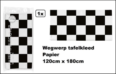 Wegwerp tafelkleed Race zwart/wit 120cm x 180cm - papier - Festival thema feest party diner formule 1