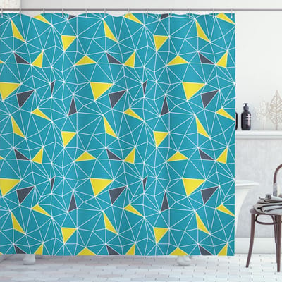 ABAKUHAUS Badgordijn – 175x180 cm – Fraktale vormen – Geel/Charcoal