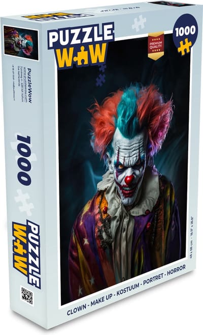 Puzzel Clown - Make up - Kostuum - Portret - Horror - Legpuzzel - Puzzel 1000 stukjes volwassenen
