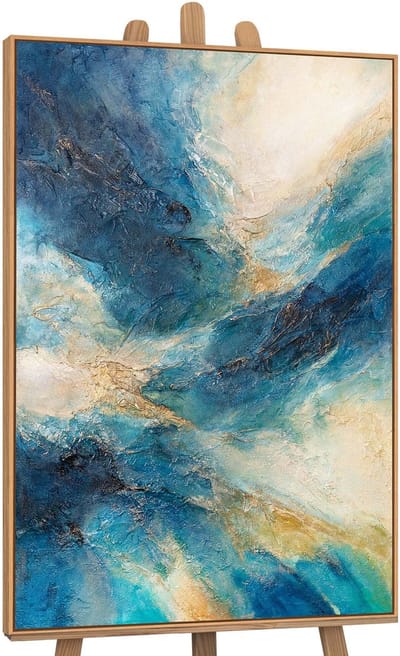 Canvas schilderij handgeschilderd shimmering waves abstract – YS-Art Gallery – Luxe wanddecoratie voor woonkamer – Modern schilderij voor slaapkamer en hal