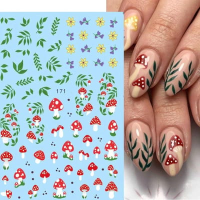 1PC schattige mier nagelsticker bij lieveheersbeestje vetplant regenboog schuif manicure stickers 171