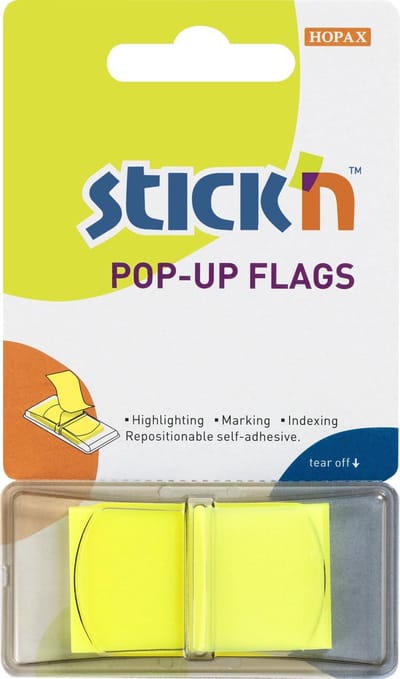 Stick'n Index tabs - 45x25mm - Neon Geel - 50 sticky tabs