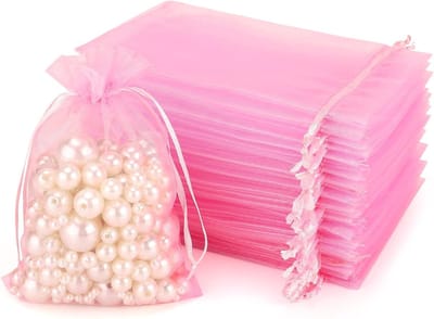 Organza Tassen 10 x 15 cm - Set van 50 Trekkoord Tassen voor Trouwen, Snoepjes en Sieraden