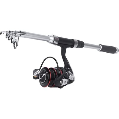 Ensemble de canne à pêche portable Canne à pêche télescopique Moulinet Combos Kit Accessoire pour la pêche en extérieur gray