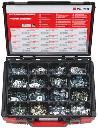 Wurth - Assortiment plaat-/veermoeren 1375 stuks in systeemkoffer 4.4.1. - Assortiment plaat-/veermoeren 1375 stuks in systeemkoffer 4.4.1. x 1 st
