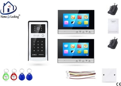 Home-Locking complete deur intercom/videofoon met 2 binnen panelen.DT-2204-1-2