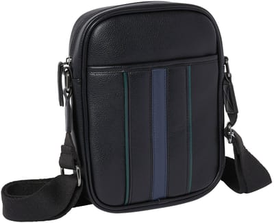 Ted Baker Schoudertas Keiigan Stripe Flight Bag Black Zwart